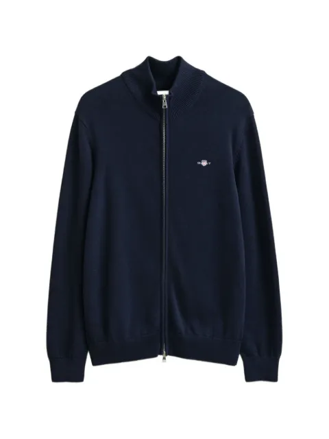 Gant logo-embroidered zip-up sweater Blue 8030164