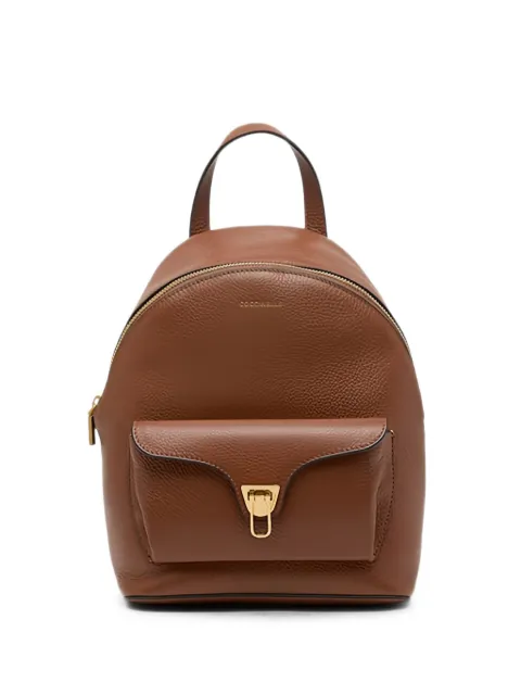 Coccinelle Beat Generation logo-print pebbled-leather backpack Brown E1TFK140201