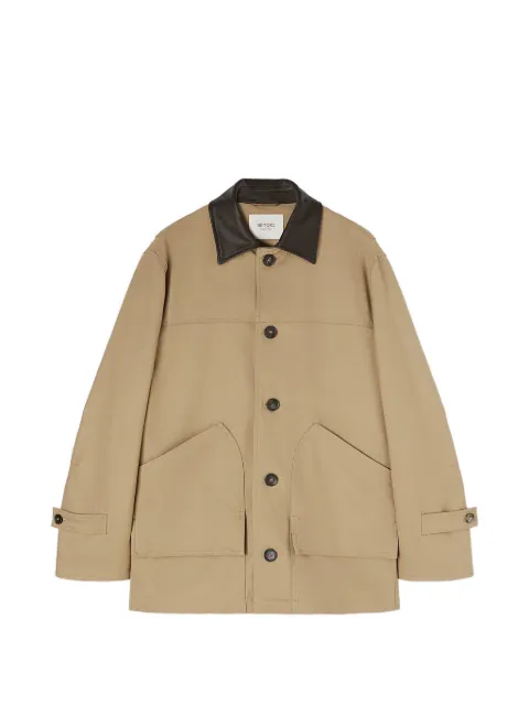 RETORI leather-collar field jacket Neutrals 02MFAOU006LU10