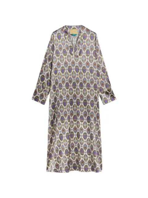 MOMONÌ Amara printed satin midi dress White 266MMODR03826604MO