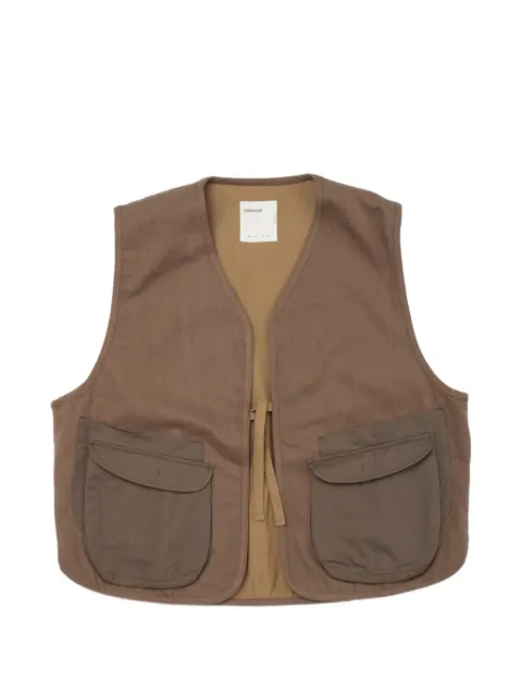 Satta Utility front-tie flap-pocket vest Brown 8589159071997