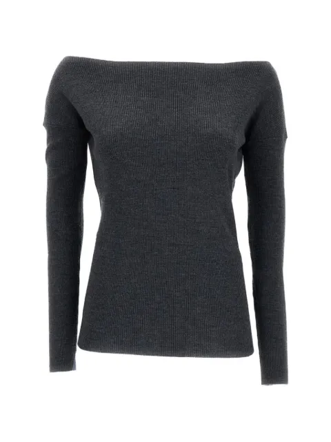 P.A.R.O.S.H. off-shoulder ribbed-knit sweater Grey D541501LONG020