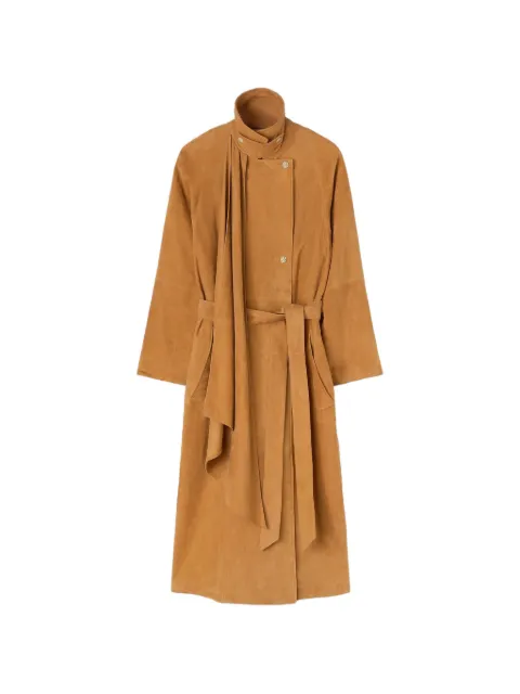 RETORI integrated-scarf suede trench coat Orange 03WFACO007KU00