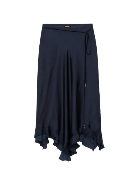 Zadig&Voltaire asymmetric ruffled midi skirt Blue WWSK01629