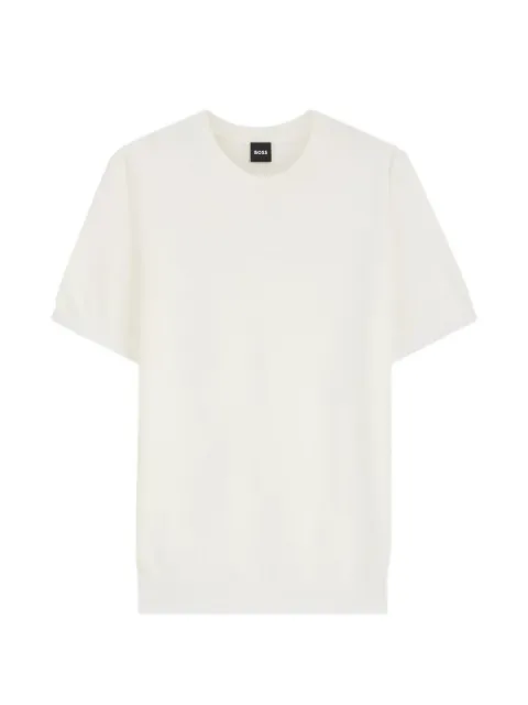 BOSS waffle-knit short-sleeve top Neutrals 50565521