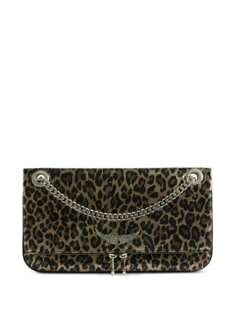 Zadig&Voltaire Rock II leopard-print leather shoulder bag Brown LWBA04187