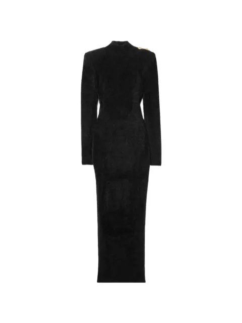 Balmain button-embellished long-sleeve dress Black FF0RL226KI95