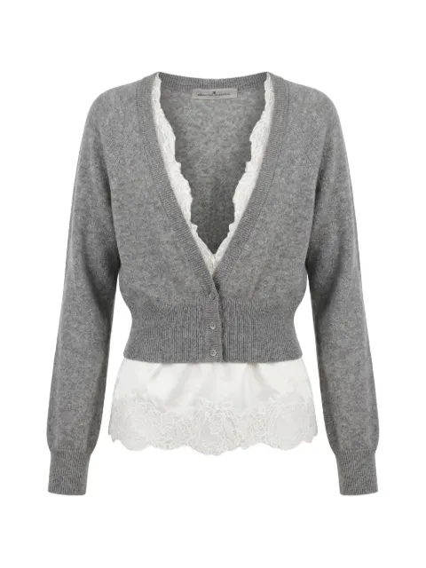 Ermanno Scervino lace-trim layered cardigan Grey D492N300APPYU