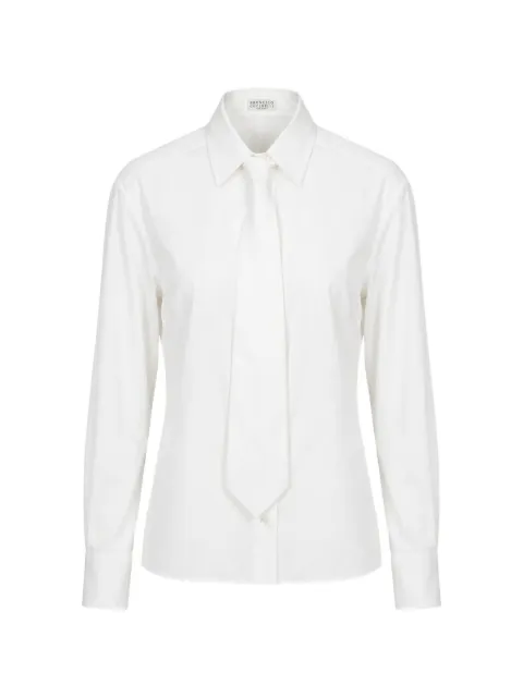 Brunello Cucinelli tie-detail long-sleeve shirt White M0091M3A46C159