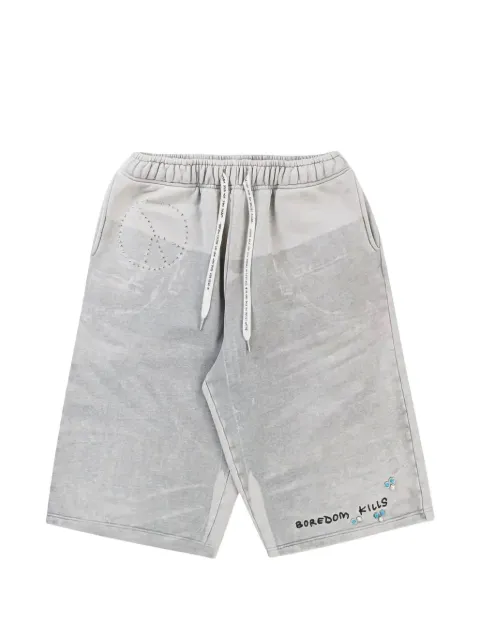 Boredom Kills denim-print drawstring shorts Grey BK027