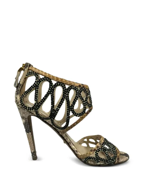 Sergio Rossi Vintage 2010s-2020s embellished snakeskin sandals Neutrals RFCPUGBSH760173W