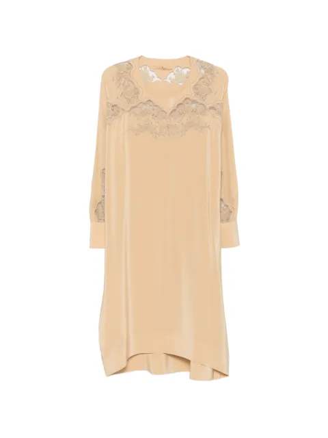 Ermanno Scervino lace-trimmed silk mini dress Neutrals D482Q399APVKX