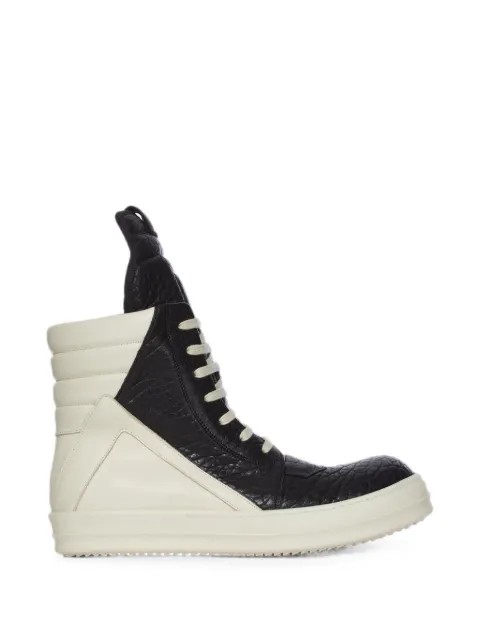 Rick Owens Geobasket panelled leather sneakers Black RP02F5894LBBLCO