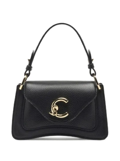 Coccinelle mini logo-plaque pebbled-leather tote bag Black E1T1R180401