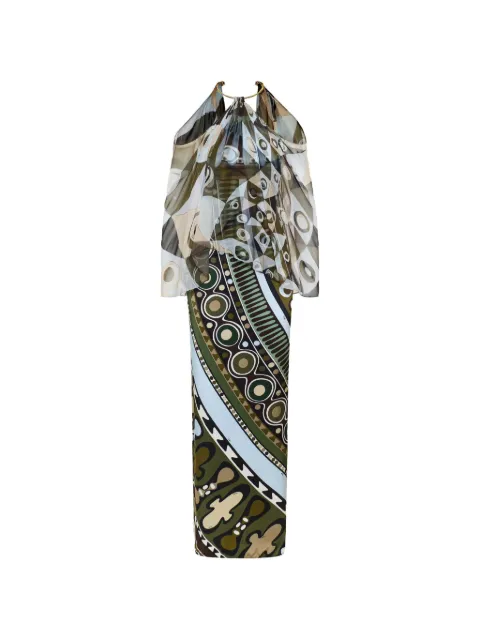 PUCCI Iride-print silk-chiffon maxi dress Green 6HRI056H722