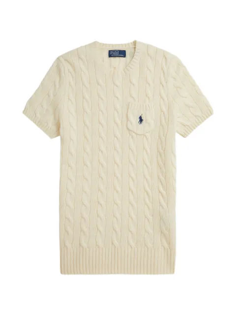 Polo Ralph Lauren cable-knit chest-pocket short-sleeve sweater Neutrals 211A92271099