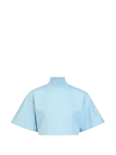 Alaïa high-neck cotton crop T-shirt Blue AA9H0455J103D520