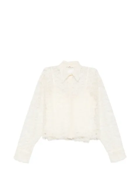 Ermanno Scervino floral-lace scalloped-hem shirt White D492K300CSEYF