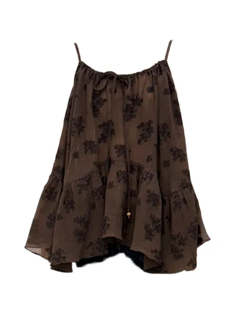 épingler floral-print ruffled blouse Brown E26SSLFBL