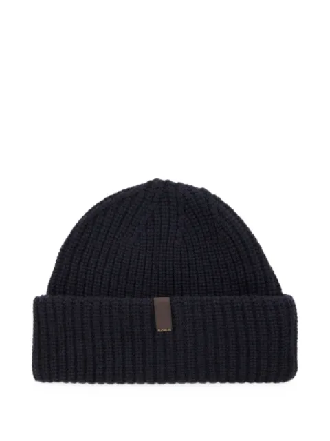 slowear ribbed-knit logo-patch beanie hat Blue 82B061Z0103