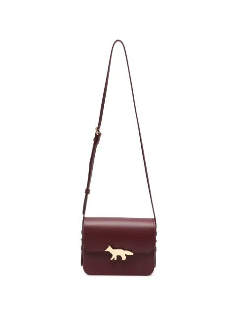 Maison Kitsuné fox-plaque leather shoulder bag Purple QU05170LR0001