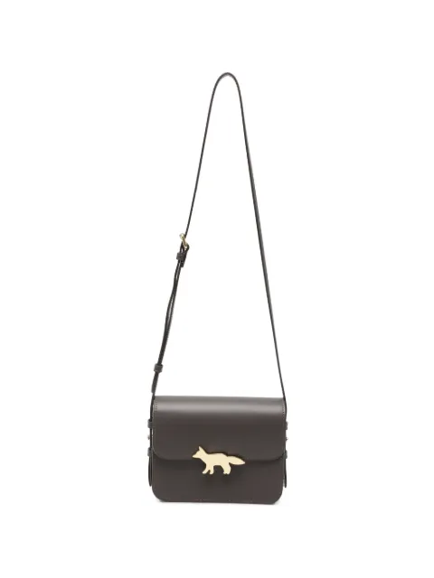 Maison Kitsuné Edie fox-plaque leather messenger bag Brown QU05170LR0001P298