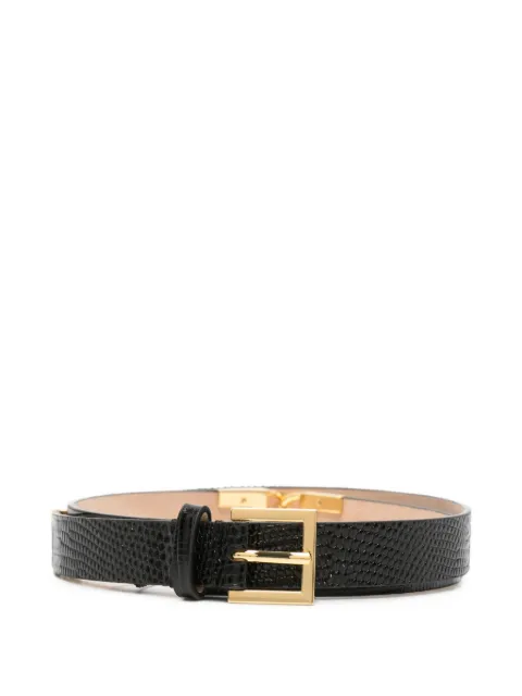 Elisabetta Franchi snake-effect logo-detail belt Black CT54S66E2