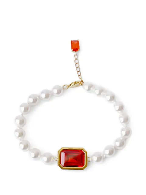 Izabel Display emerald-cut crystal pearl bracelet Gold CCMPBOG