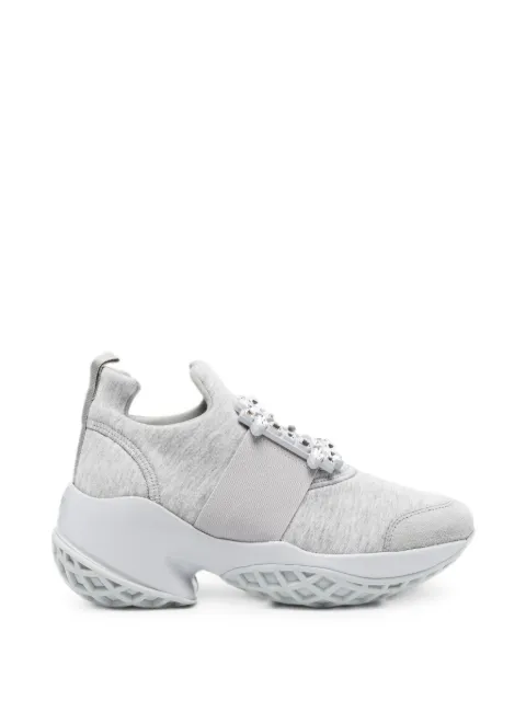 Roger Vivier Viv' Run crystal-buckle sneakers Grey RVW50626810VLP191Q