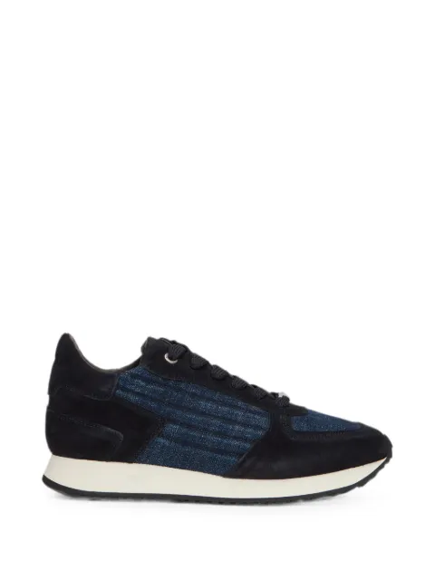 Moorer leather denim-insert sneakers Blue MONDRIANP5J
