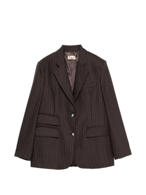 Elisabetta Franchi pinstripe-pattern notched-lapel blazer Brown GI24766E2