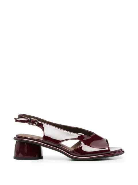 LINDA BAUMANN patent-finish slingback sandals Red 658526128