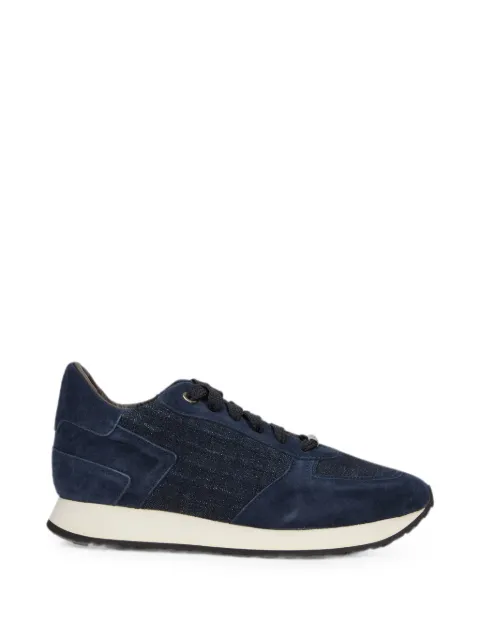 Moorer suede-panelled denim sneakers Blue BALLAP5J