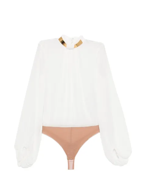 Elisabetta Franchi gold-tone collar long-sleeve blouse Neutrals CB00766E2