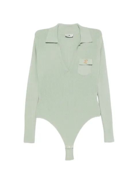 Elisabetta Franchi ribbed-knit long-sleeve bodysuit Green BK02B66E2