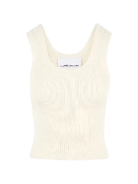 Manière De Voir VS001 in cream scoop neck ribbed cotton vest Neutrals WMN41451