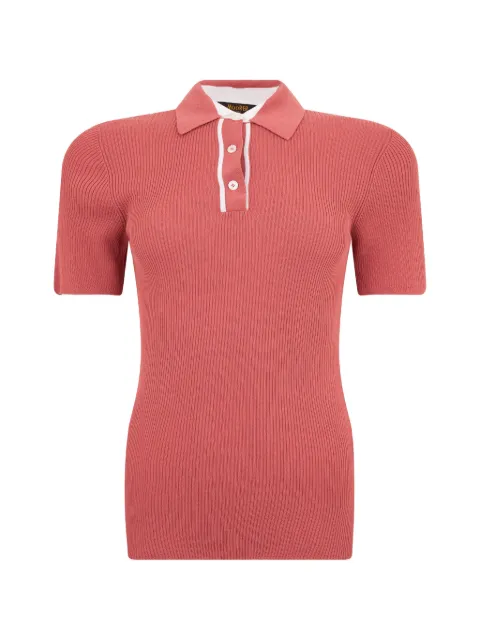 Moorer ribbed-knit short-sleeve polo shirt Pink OPHELIAFLK