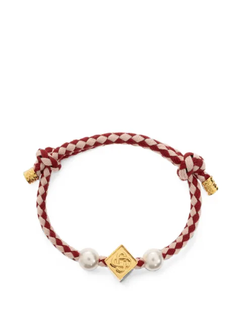 Casablanca pearl-embellished braided bracelet Red APF26JW415020