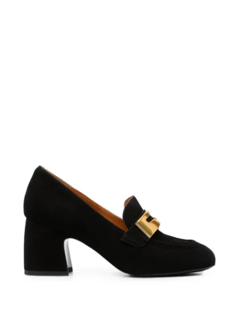 LINDA BAUMANN logo-plaque block-heel loafers Black 659326108