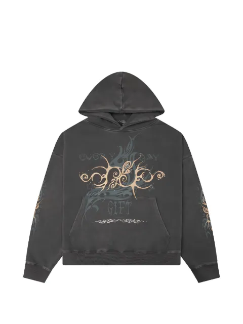 JUNGLES JUNGLES print rhinestone-embellished hoodie Grey HGIFTVGRY