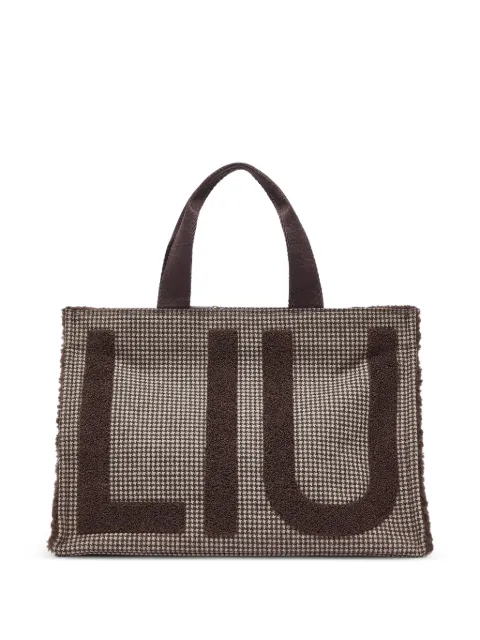 LIU JO large check fabric tote bag Brown 2F6037T030000533