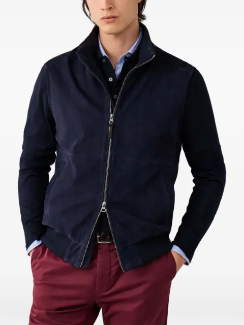 Hackett London ribbed-trim jacket Blue HM4000224