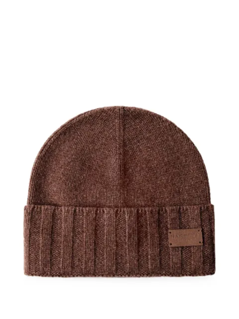 Hackett London ribbed-knit beanie hat Brown HM0400107