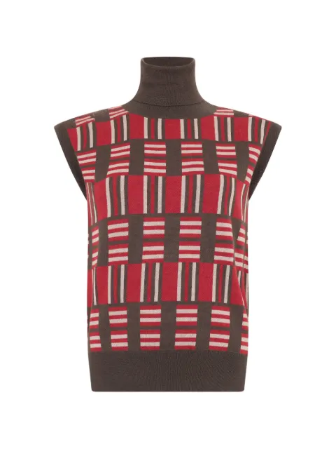 Moorer checkered sleeveless jumper Brown MARISOLABK
