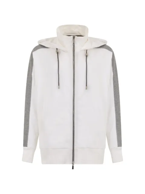 Moorer contrast-panel zip-up hoodie White MAHON
