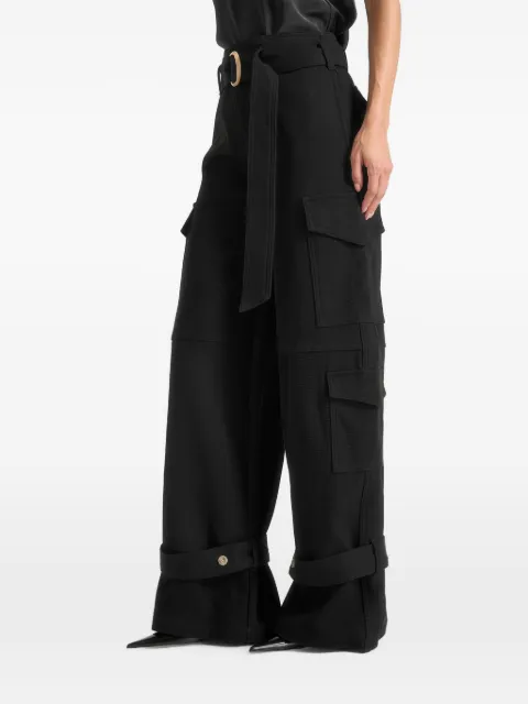 Manière De Voir Natalie in black belted wide-leg strap cuff cargo pants Black WMN4648