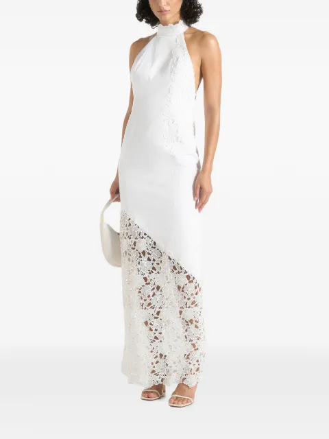 Manière De Voir Macy in white halter-neck open-back cotton crochet maxi dress White WMN4575