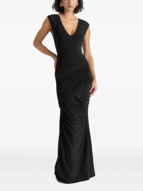 Manière De Voir Bridget ruched maxi dress Black WMN4549