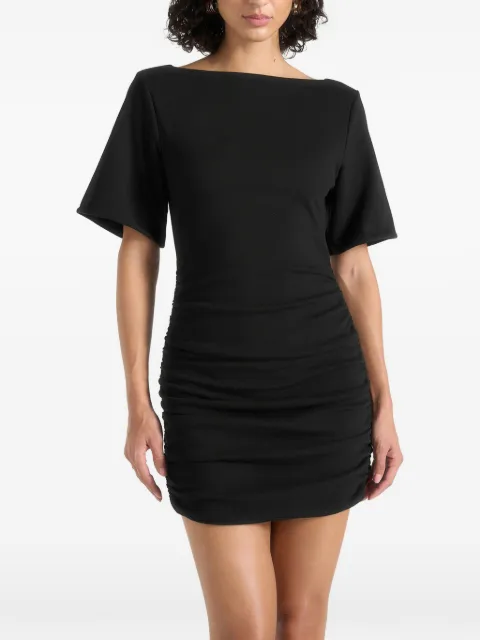 Manière De Voir Summer in black ruched open-back cotton T-shirt mini dress Black WMN4547