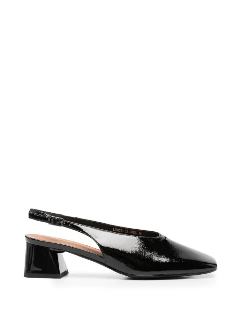 LINDA BAUMANN patent-finish slingback pumps Black 659426108
